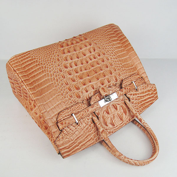 High Quality Fake Hermes Birkin 35CM Crocodile Head Veins Leather Bag Orange 6089 - Click Image to Close